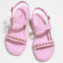 Sandales CH Matelassées Rose – Chaîne Dorée & Élégance Parisienne