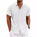 Camisa Masculina Casual Com Botões Cor Solida Branca